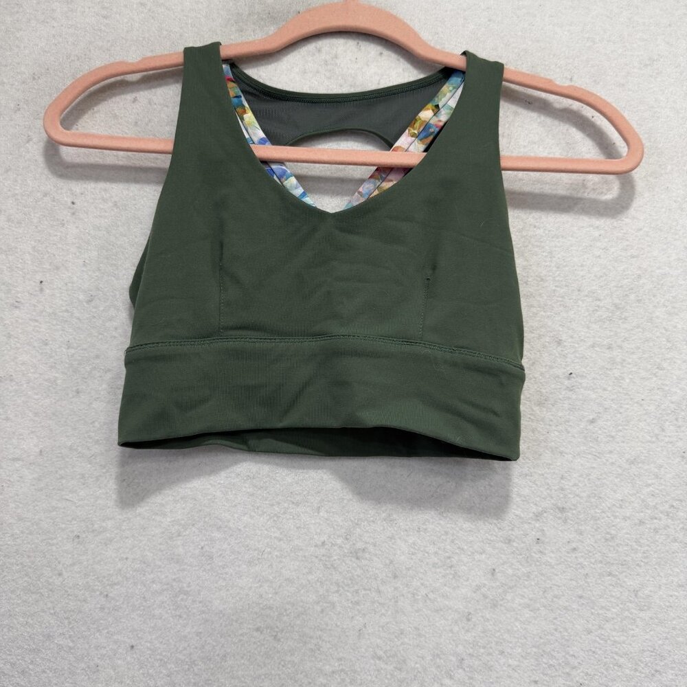 Born Primitive Sports Bra Womens XS Green Mesh Strappy Crossback Athletic Gym